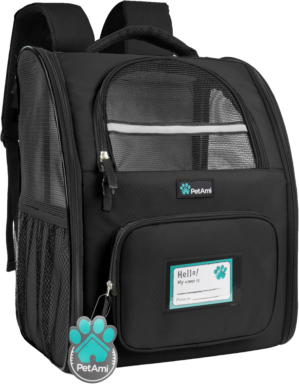 Pet Backpack Carrier — Black, 12.5 by 10.2 by 16.3 inches — selected option