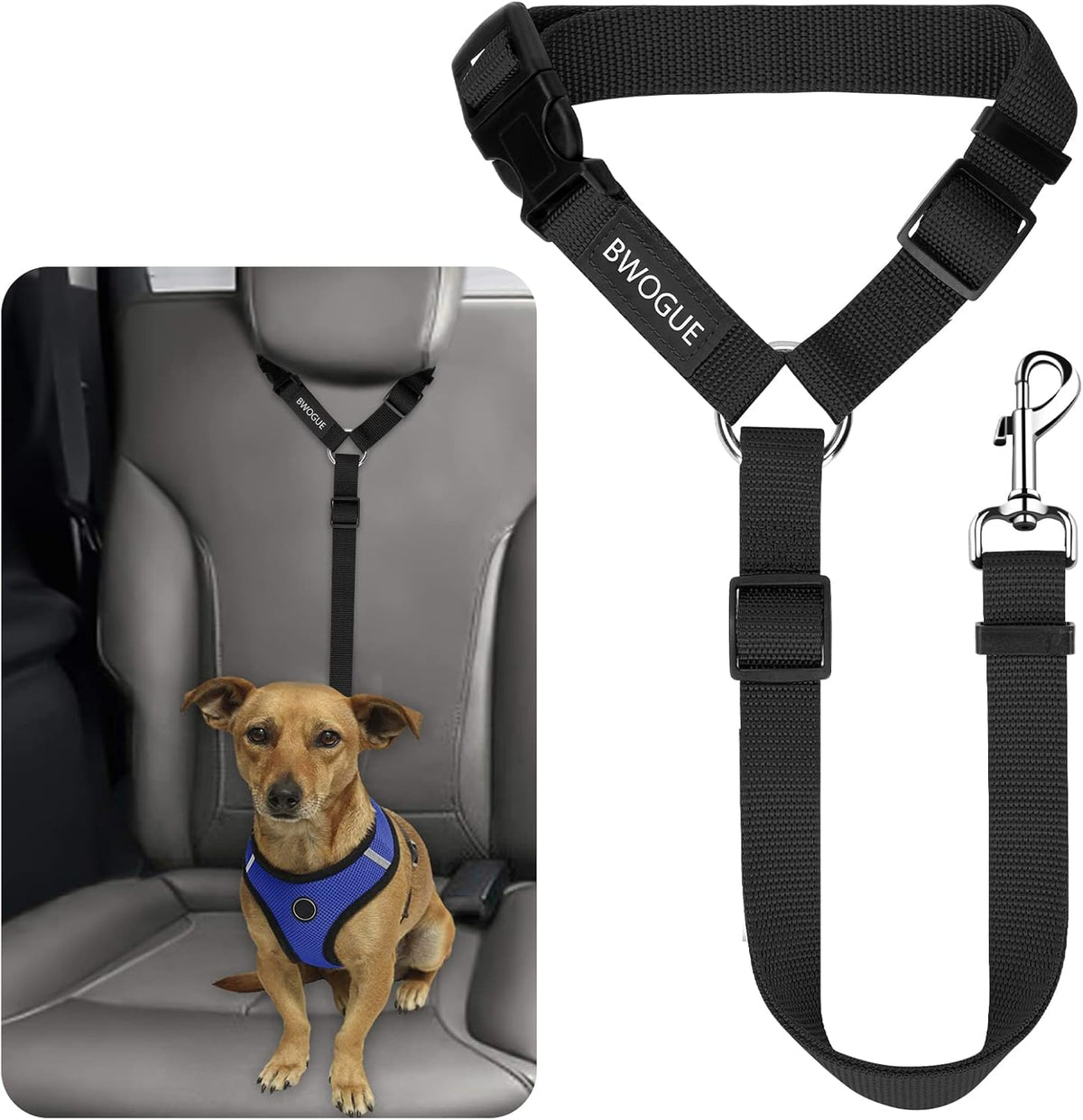 Headrest Car Tether — Black, Non-Elastic — selected option
