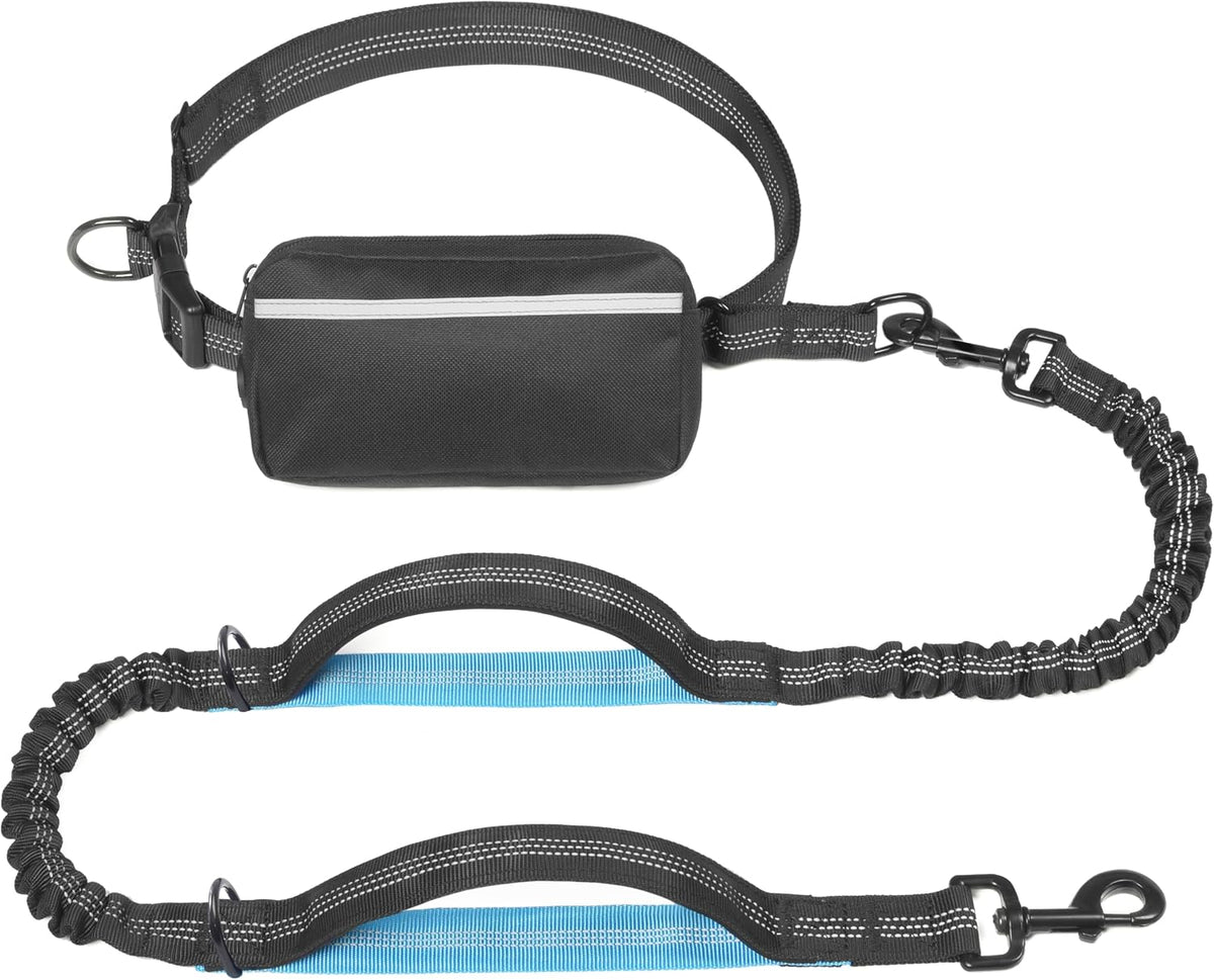 Hands-Free Leash with Removable Zipper Pouch — Black, Large — selected option
