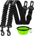 Adjustable Car Tether Set — Two Black Tethers and Bowl — selected option