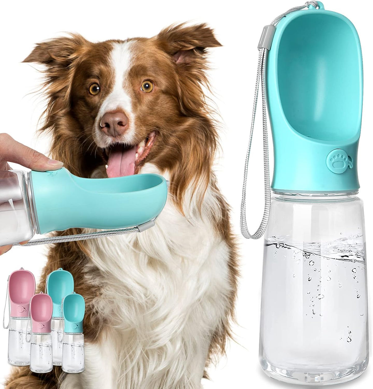 Portable Water Bottle with Drinking Trough — Blue, 19 oz — selected option