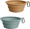 Collapsible Silicone Bowls — Turquoise and Tan, Two-Pack — selected option