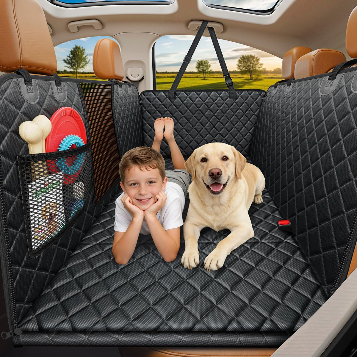 Hard-Bottom Rear Seat Cover — All Black, Medium — selected option
