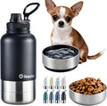 Travel Water Bottle with Two Detachable Bowls — Matte Black, 32 oz — selected option
