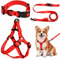 Harness, Collar and Convertible Leash Set — Red, L — selected option